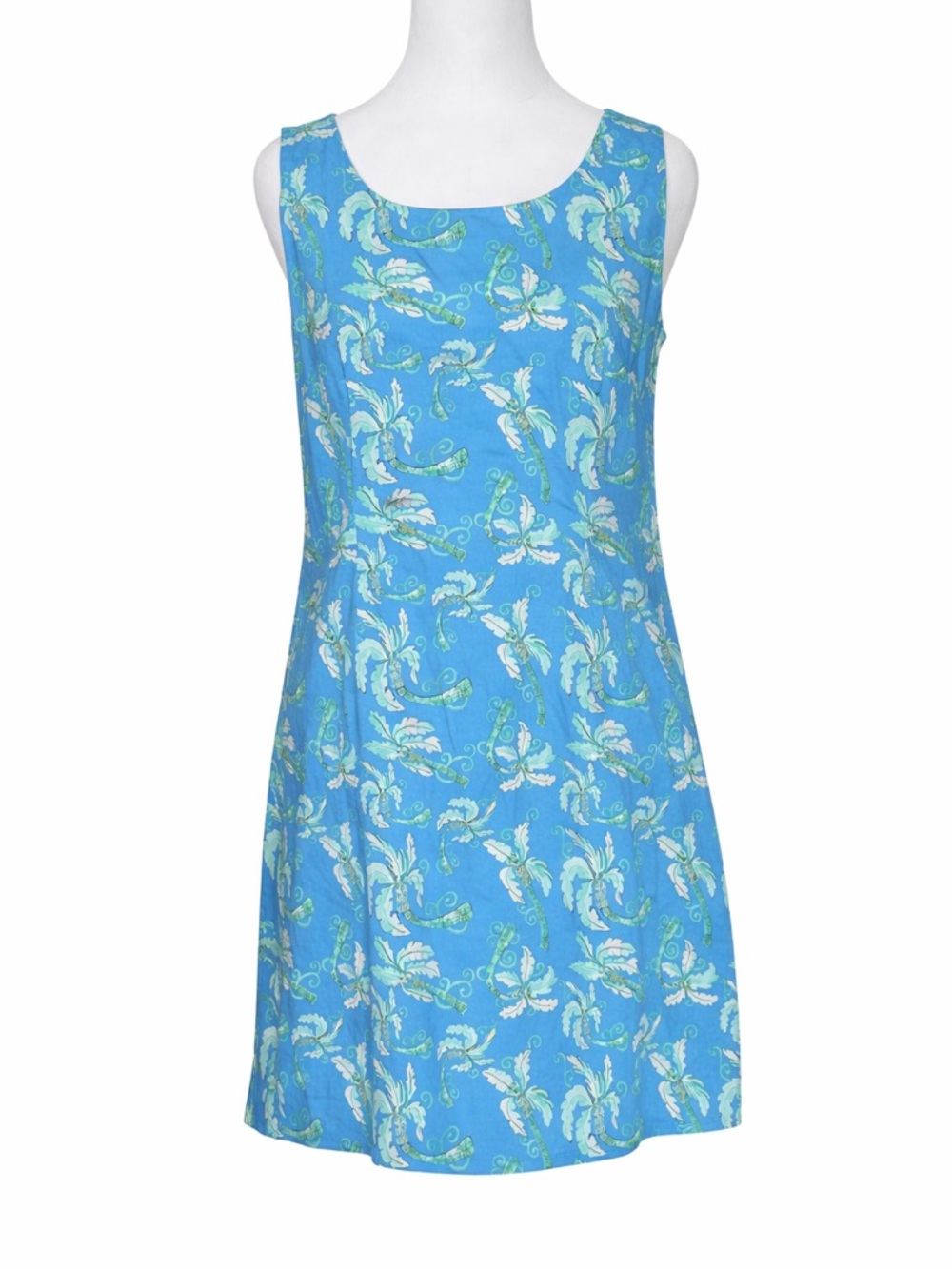 VTG Kaeli Smith Blue Dragonfly Shift Dress Size 8 Sleeveless Tropical Resort